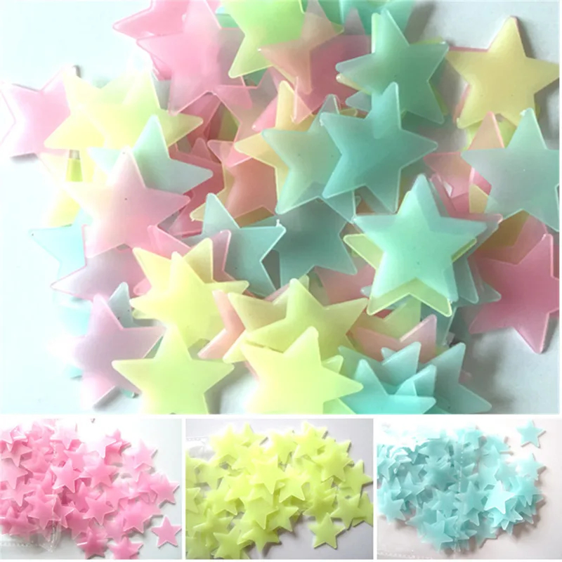 100 個の蛍光暗闇で光る星ウォールステッカー子供部屋の装飾 - Baby Nursery Wall Decals のレビューと価格