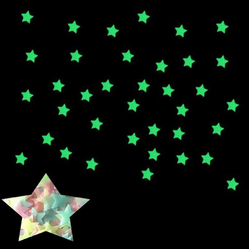 100 個の蛍光暗闇で光る星ウォールステッカー子供部屋の装飾 - Baby Nursery Wall Decals のレビューと価格
