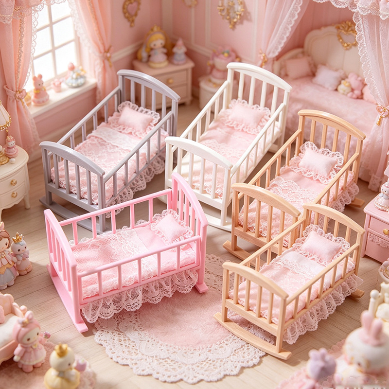 1:12 ドールハウス ミニベビーベッド ロッキングベッド  - Baby Nursery Furniture Sets のレビューと価格