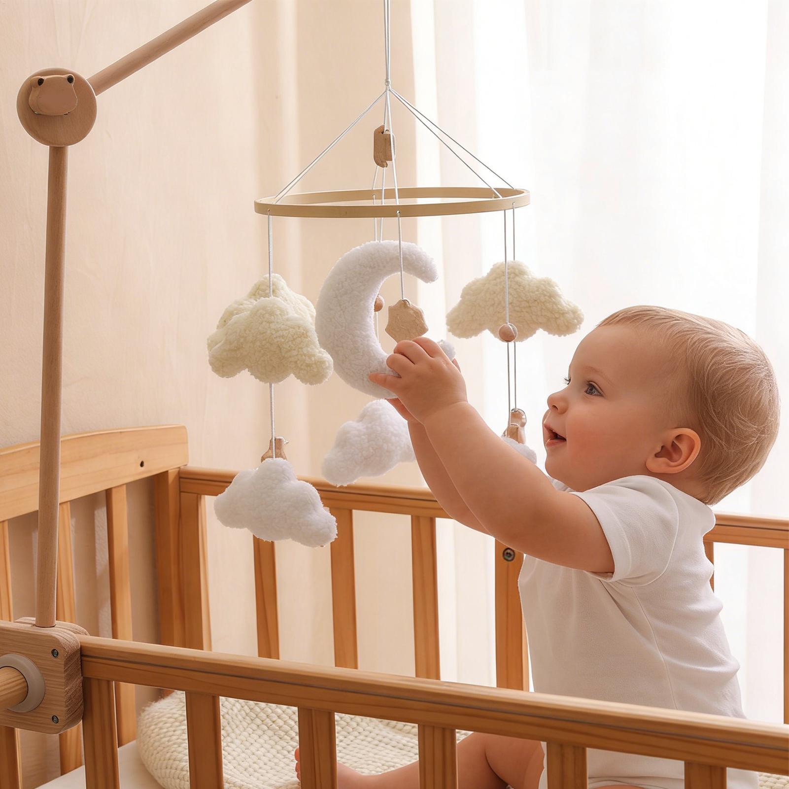 木製ベビーベッドモバイル、ベビーベッドベル、ガラガラおもちゃ - Baby Nursery Decor Boy のレビューと価格