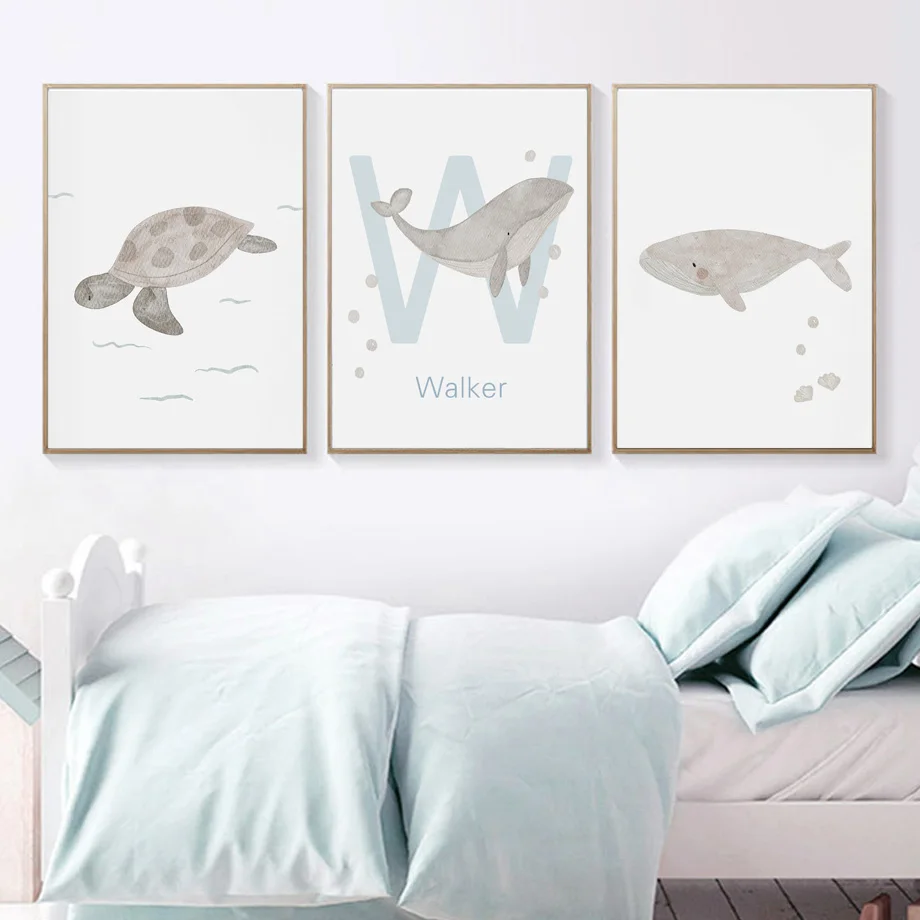 子供部屋,ポスター,写真,壁アート,海の動物,クジラ,タコ, - Baby Nursery Animal Pictures のレビューと価格