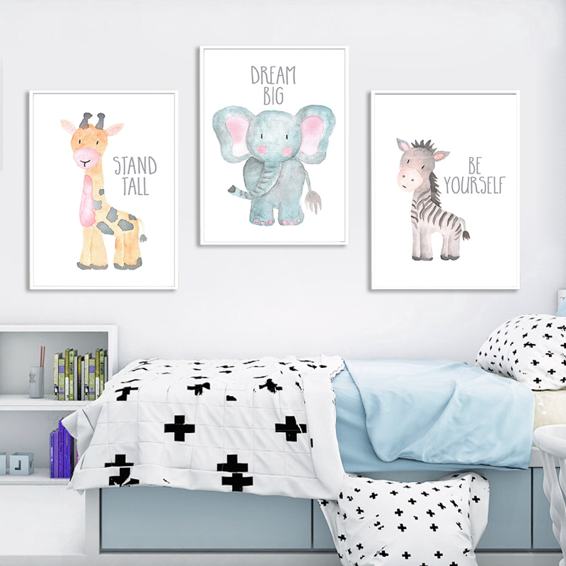 子供部屋の装飾用のキャンバスに北欧の絵画、動物のデザインの壁 - Baby Nursery Animal Pictures のレビューと価格