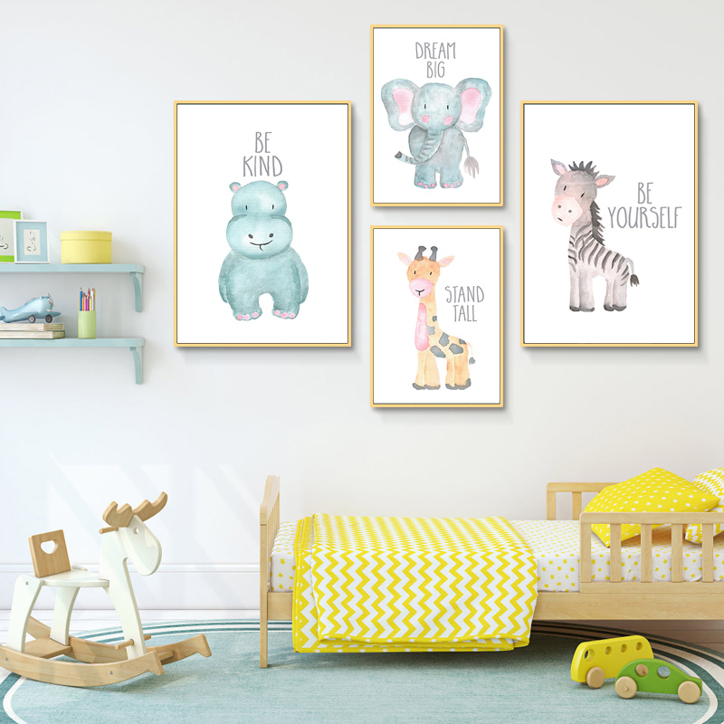 子供部屋の装飾用のキャンバスに北欧の絵画、動物のデザインの壁 - Baby Nursery Animal Pictures のレビューと価格